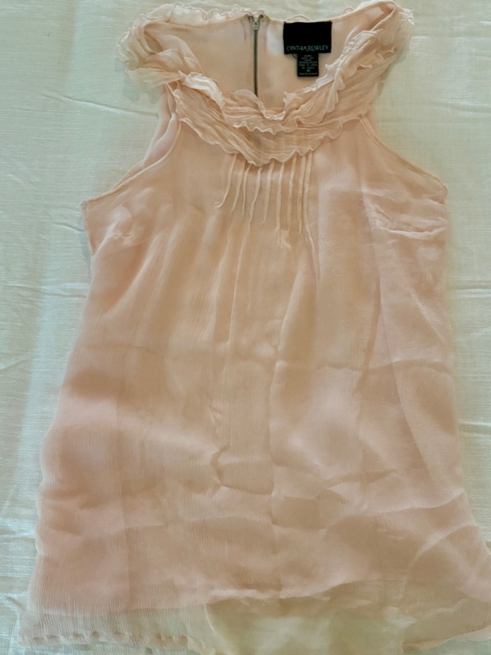 Vintage Cynthia Rowley 100% Silk Blush Y2K Blouse Top M